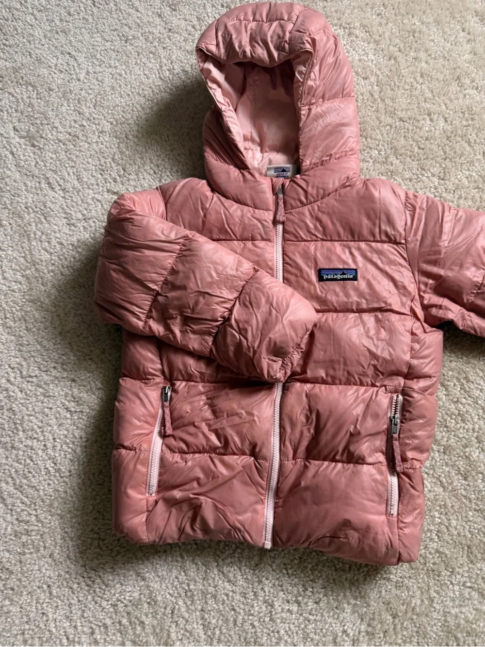 Patagonia Kids Hooded Puffer Jacket in Light Pink